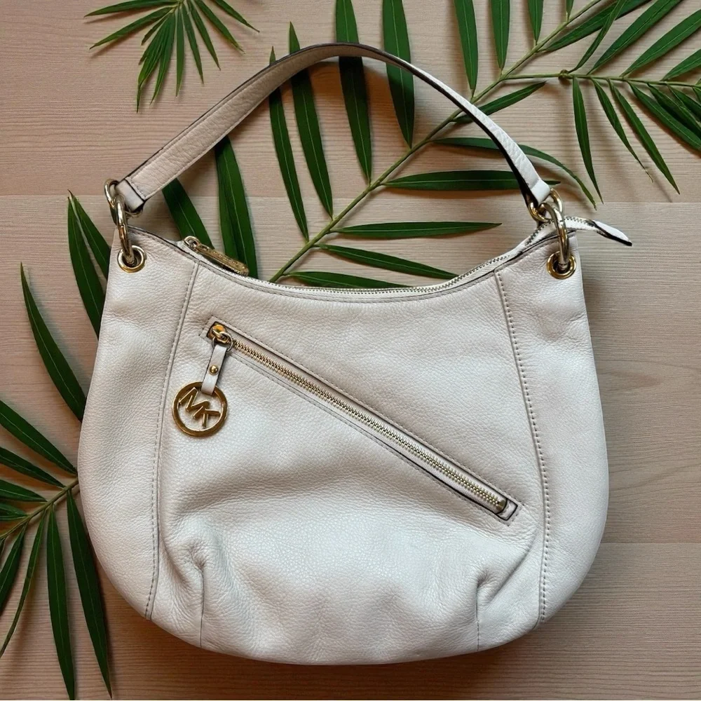 MICHAEL Michael Kors Cream White Pebbled Leather Shoulder Bag